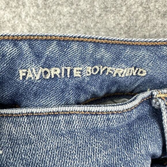 American Eagle Jean Shorts Womens 8 Blue Medium Wash Cut Off Favorite Boyfriend* - Picture 10 of 12